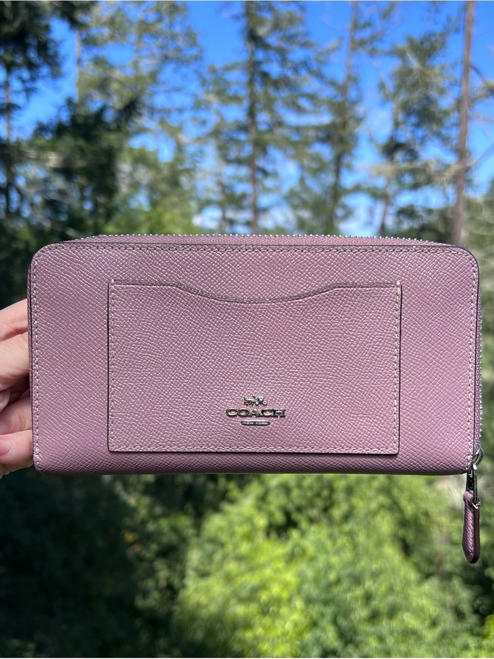 COACH Crossgrain Leather Wallet Purple with Silver Hardware AUTHENTIC